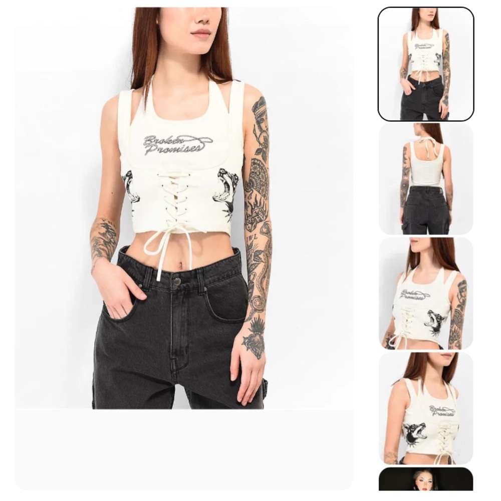 Broken Promises Lasso Cream halter/corset medium top (shorts sold separately)